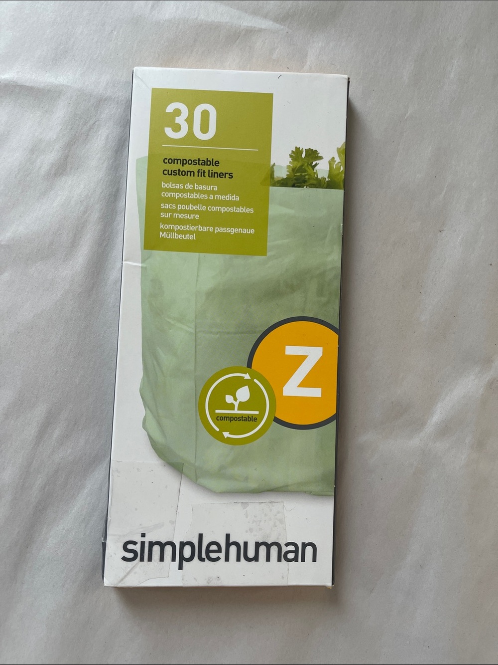 simplehuman Compostable Custom Fit Liners - Light Green - 30 Count